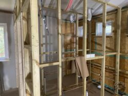 Plasterboard outside walls in toilet area