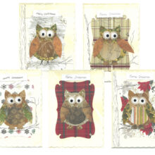 Tartan owl handmade xmas cards