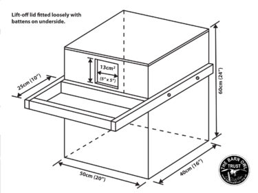 Indoor nestboxes diagram dimensions